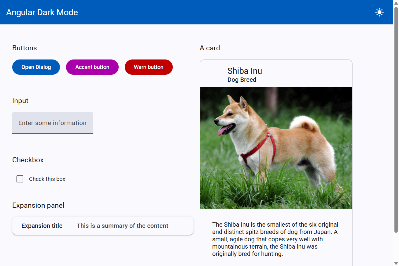 Angular Material light theme