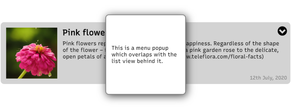 popup for card view